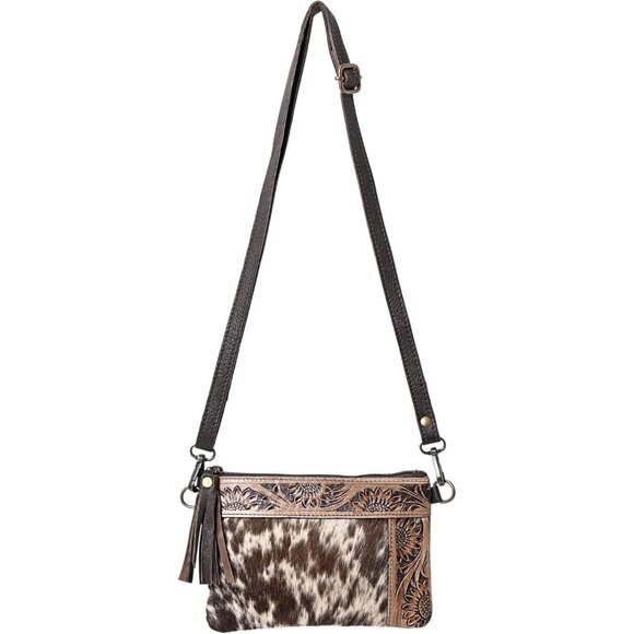 Handbags - Women Leather Handbag Slim Zipper Closure Detachable Strap Casual Formal